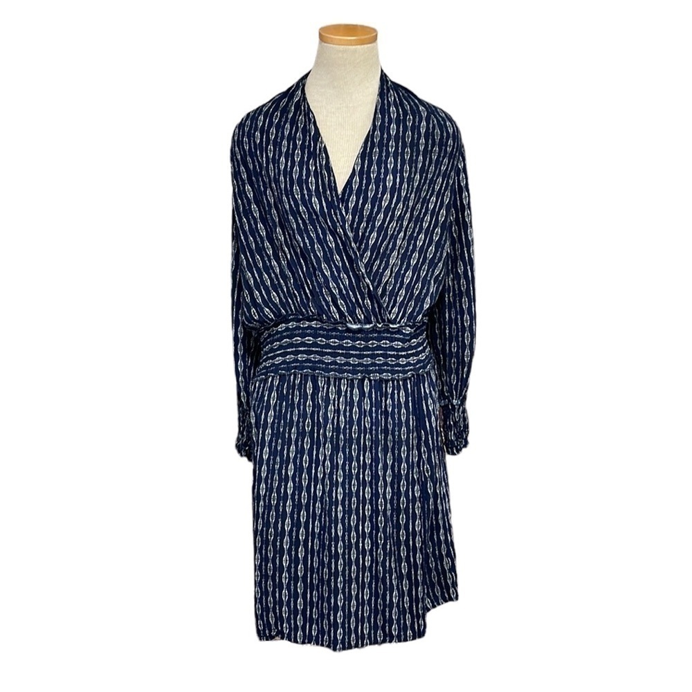 MUNTHE Dress Long Sleeves Blue Print Sustainable Size 8